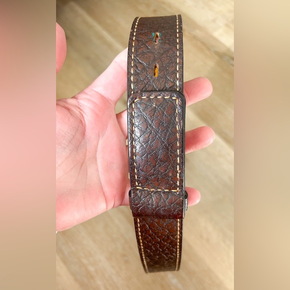 Vtg Tony Lama Dark Chocolate Brown Bull-hide Leather Western Belt Size 38 - Picture 2 of 9